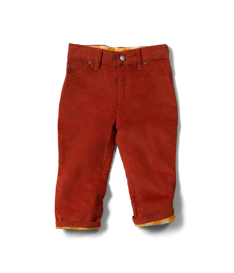 jeans in velluto a coste rosso