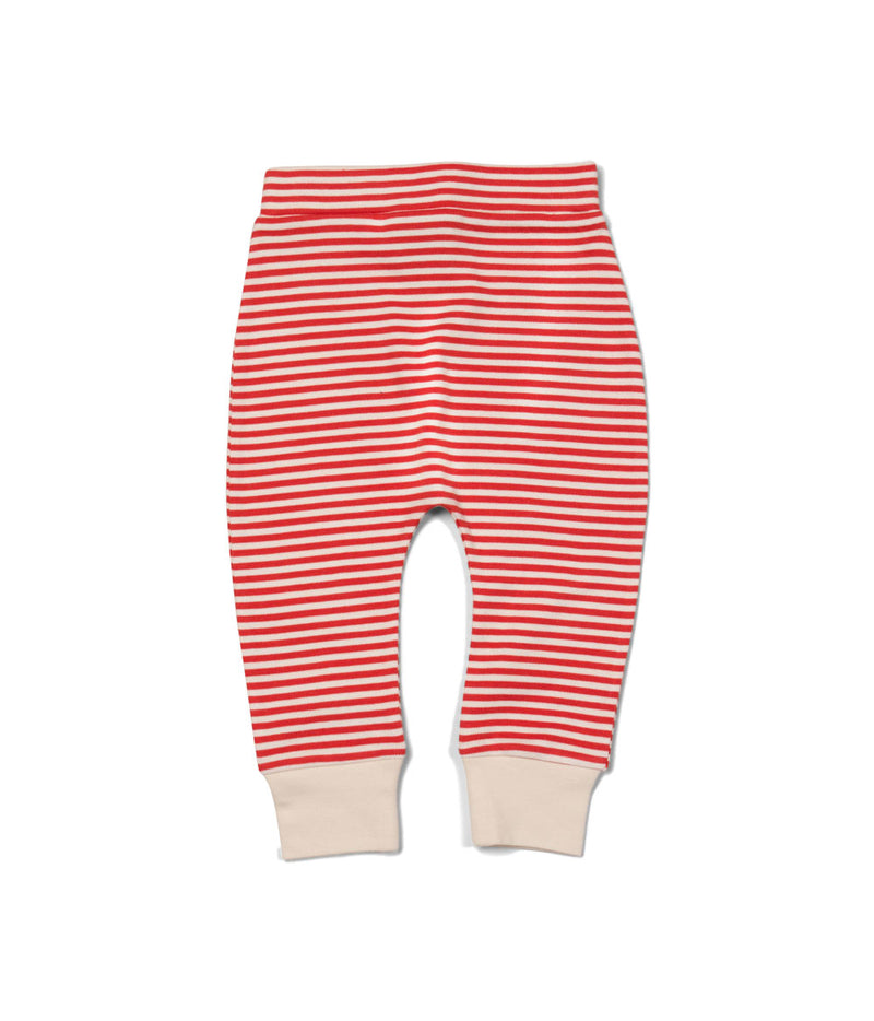 pantaloni a righe bianchi e rossi